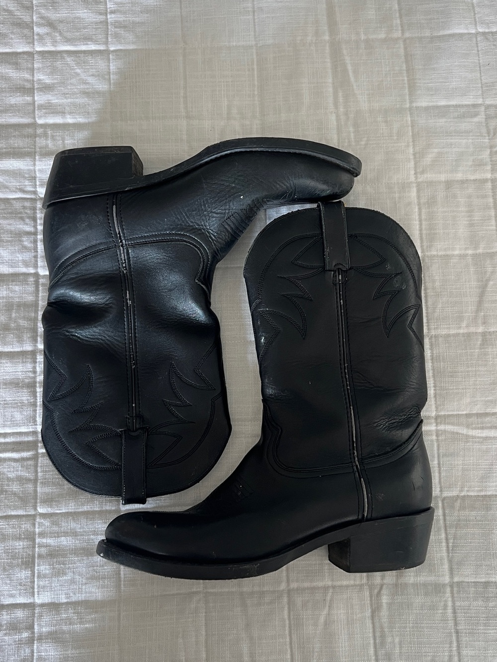Durango Black Leather Cowboy Boots